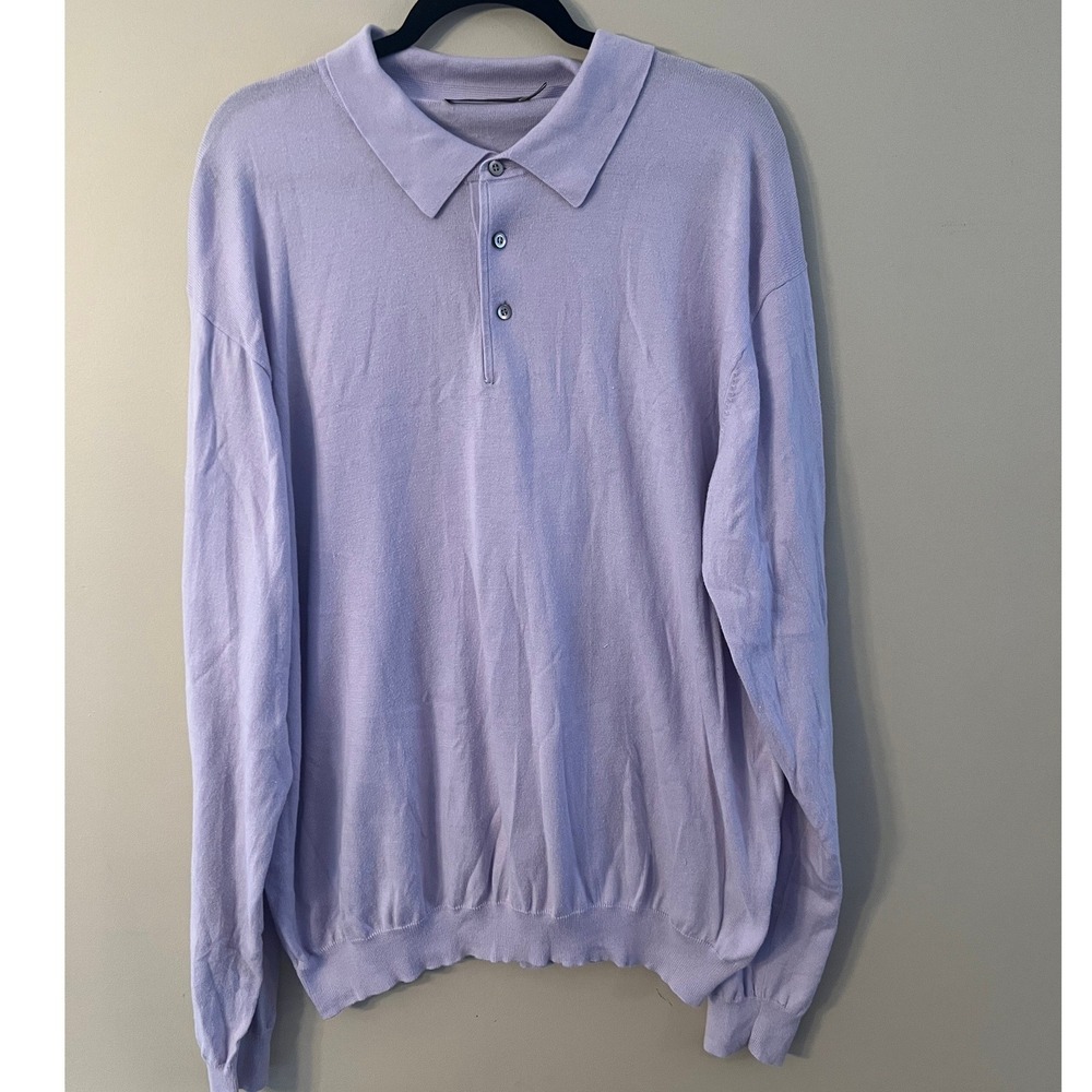 Raffi Linea Uomo Mens XXL Lavender Purple 100% Cotton‎ Long Sleeve Polo Sweater